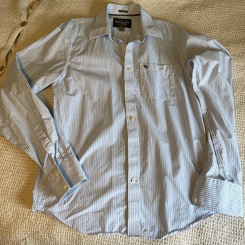 Abercrombie & Fitch Men’s Pinstripe Long Sleeve Button Down Shirt Size XL